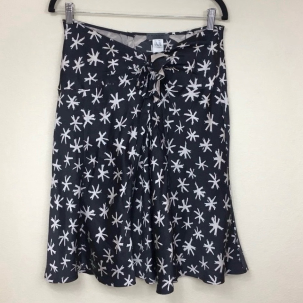 Vintage Alberta Ferretti Italy Womens Navy White Abstract Star Silk Skirt Size 8